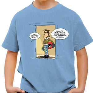 T shirt Moto Enfant - Power Rangers - Couleur Ciel - Taille 4 ans