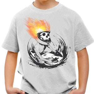 T shirt Moto Enfant - Skull Fire - Couleur Blanc - Taille 4 ans