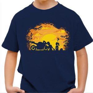 T shirt Moto Enfant - Sunset - Couleur Bleu Nuit - Taille 4 ans