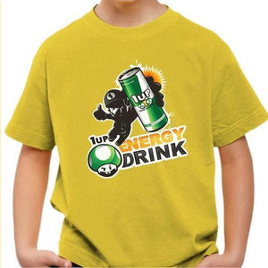 T-shirt enfant geek - 1up Energy Drink - Couleur Jaune - Taille 4 ans