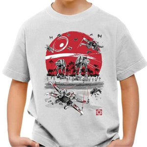 T-shirt enfant geek - Battle on the beach - Couleur Blanc - Taille 4 ans