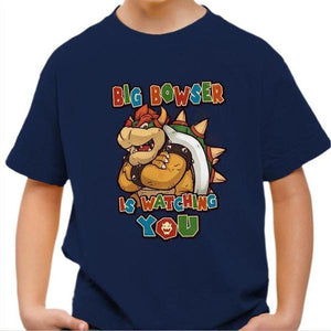 T-shirt enfant geek - Big Bowser - Couleur Bleu nuit - Taille 4 ans