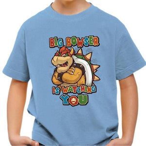 T-shirt enfant geek - Big Bowser - Couleur Ciel - Taille 4 ans