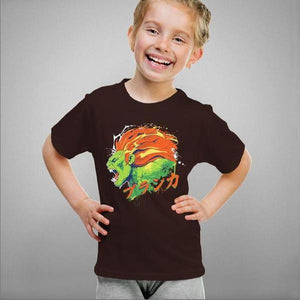 T-shirt enfant geek - Blanka Street Fighter - Couleur Chocolat - Taille 4 ans