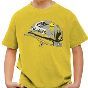 T-shirt enfant geek - Born to be a Geek - Couleur Jaune - Taille 4 ans