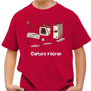 T-shirt enfant geek - Capture d'écran - Couleur Rouge Vif - Taille 4 ans