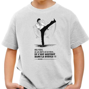 T-shirt enfant geek - Chuck Norris Pieds - Réplique - Couleur Blanc - Taille 4 ans