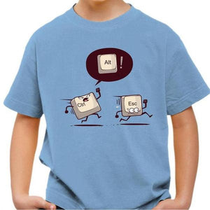 T-shirt enfant geek - Ctrl and Escape - Couleur Ciel - Taille 4 ans