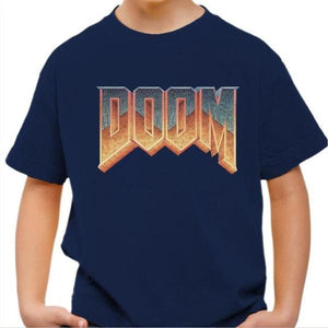 T-shirt enfant geek - DOOM Old School - Couleur Marine - Taille 4 ans
