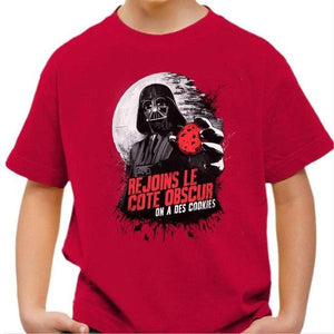T-shirt enfant geek - Dark Side Cookies - Dark Vador - Couleur Rouge Vif - Taille 4 ans