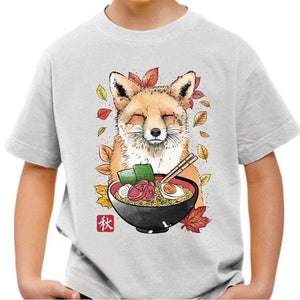 T-shirt enfant geek - Fox Leaves and Ramen - Couleur Blanc - Taille 4 ans