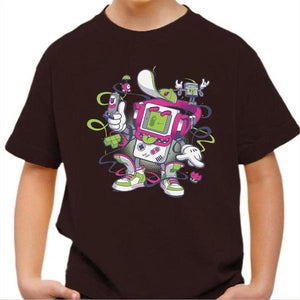 T-shirt enfant geek - Game Boy Old School - Couleur Chocolat - Taille 4 ans