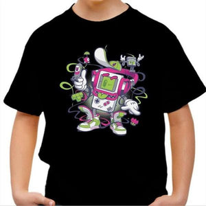T-shirt enfant geek - Game Boy Old School - Couleur Noir - Taille 4 ans