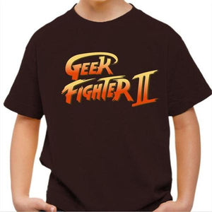 T-shirt enfant geek - Geek Fighter II - Couleur Chocolat - Taille 4 ans
