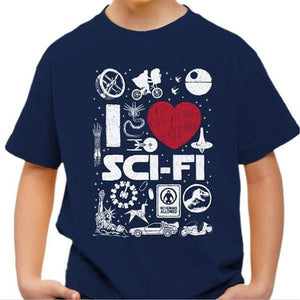 T-shirt enfant geek - I love Sci-Fi - Couleur Bleu Nuit - Taille 4 ans