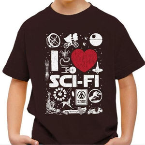 T-shirt enfant geek - I love Sci-Fi - Couleur Chocolat - Taille 4 ans