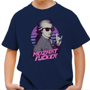 T-shirt enfant geek - Mozart Fucker - Couleur Bleu Nuit - Taille 4 ans