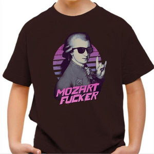 T-shirt enfant geek - Mozart Fucker - Couleur Chocolat - Taille 4 ans