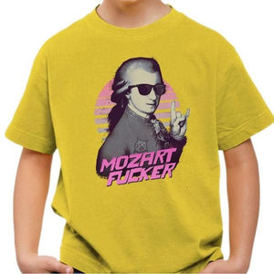 T-shirt enfant geek - Mozart Fucker - Couleur Jaune - Taille 4 ans