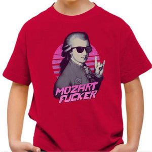 T-shirt enfant geek - Mozart Fucker - Couleur Rouge Vif - Taille 4 ans