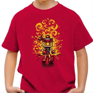T-shirt enfant geek - Never Look Back - Bomberman - Couleur Rouge Vif - Taille 4 ans