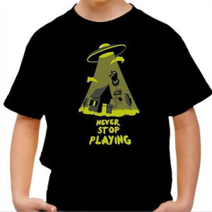 T-shirt enfant geek - Never stop playing - Couleur Noir - Taille 4 ans