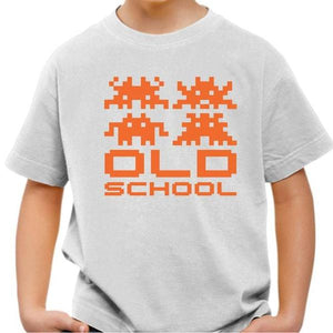 T-shirt enfant geek - Old School - Couleur Blanc - Taille 4 ans