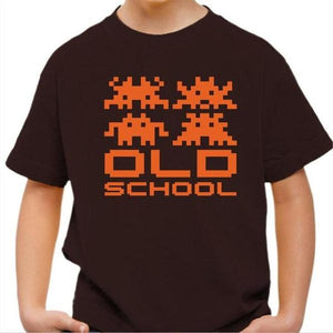T-shirt enfant geek - Old School - Couleur Chocolat - Taille 4 ans