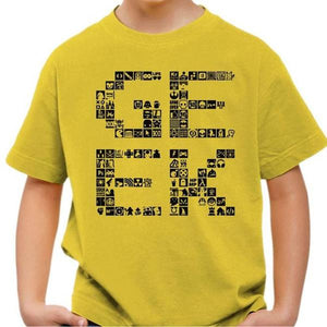 T-shirt enfant geek - Pixel - Couleur Jaune - Taille 4 ans