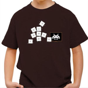 T-shirt enfant geek - Pixel Training - Couleur Chocolat - Taille 4 ans