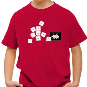 T-shirt enfant geek - Pixel Training - Couleur Rouge Vif - Taille 4 ans