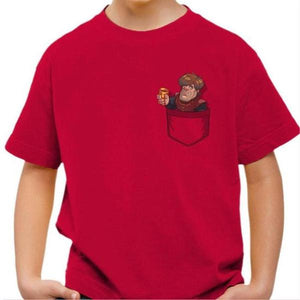 T-shirt enfant geek - Poche-tron - Couleur Rouge Vif - Taille 4 ans