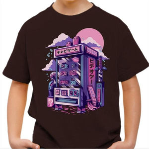 T-shirt enfant geek - Retro vending machine - Couleur Chocolat - Taille 4 ans