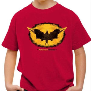 T-shirt enfant geek - Rorschach Batman - Couleur Rouge Vif - Taille 4 ans