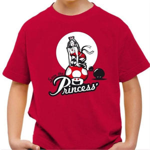 T-shirt enfant geek - Save the Princess - Couleur Rouge Vif - Taille 4 ans