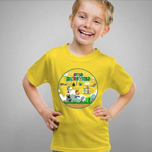 T-shirt enfant geek - Super Marcus World - Couleur Jaune - Taille 4 ans