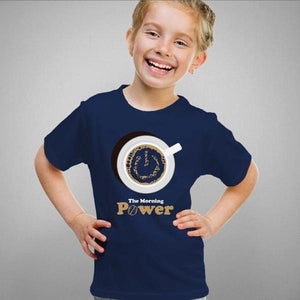 T-shirt enfant geek - The Morning Power - Couleur Bleu Nuit - Taille 4 ans