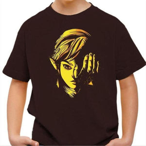 T-shirt enfant geek - Triforce of Courage - Couleur Chocolat - Taille 4 ans