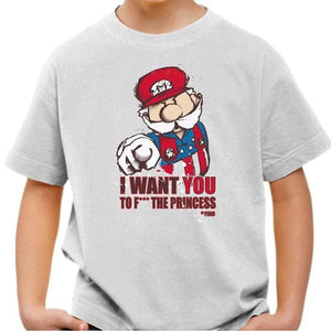 T-shirt enfant geek - Uncle Mario - Couleur Blanc - Taille 4 ans