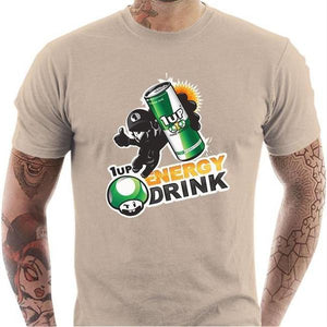 T-shirt geek homme - 1up Energy Drink - Couleur Sable - Taille S