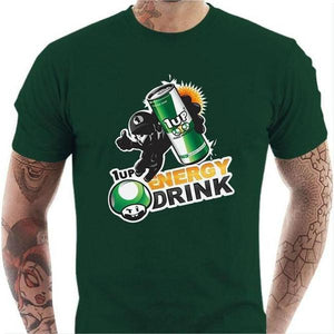 T-shirt geek homme - 1up Energy Drink - Couleur Vert Bouteille - Taille S