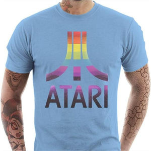 T-shirt geek homme - ATARI logo vintage - Couleur Ciel - Taille S