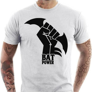 T-shirt geek homme - Bat Power - Couleur Blanc - Taille S
