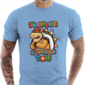T-shirt geek homme - Big Bowser - Couleur Ciel - Taille S