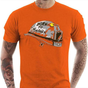 T-shirt geek homme - Born to be a Geek - Couleur Orange - Taille S