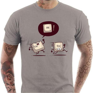 T-shirt geek homme - Ctrl and Escape - Couleur Gris Clair - Taille S