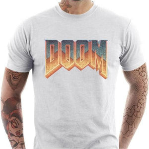 T-shirt geek homme - DOOM Old School - Couleur Blanc - Taille S