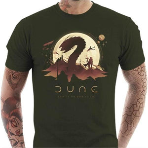 T-shirt geek homme - Dune - Ver des Sables - Couleur Army - Taille S