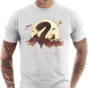 T-shirt geek homme - Dune - Ver des Sables - Couleur Blanc - Taille S