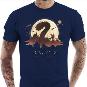 T-shirt geek homme - Dune - Ver des Sables - Couleur Bleu Nuit - Taille S